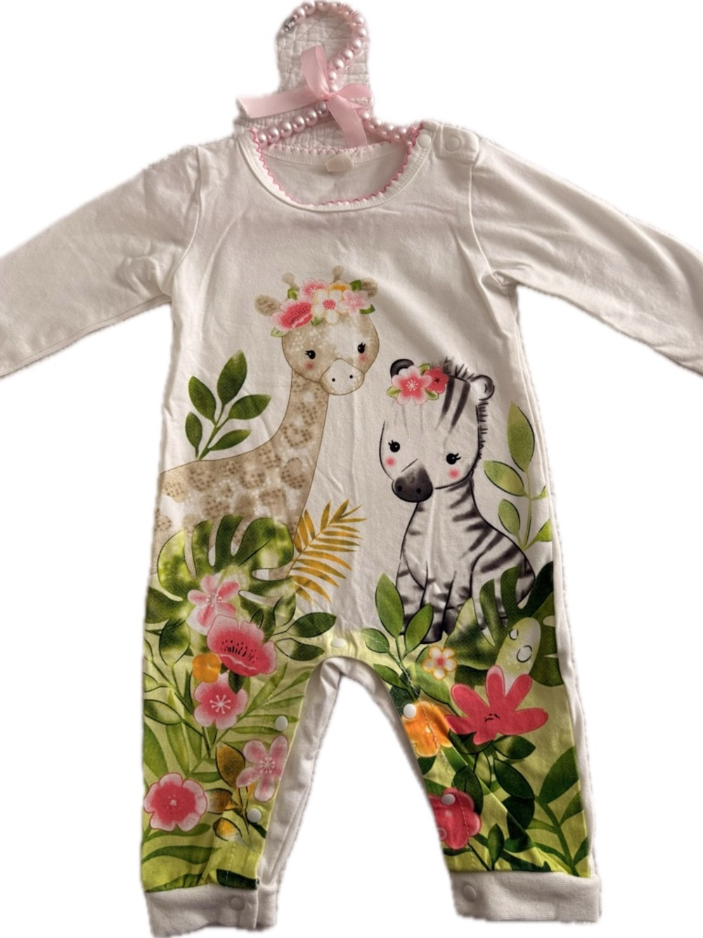 Baby Girl Animal Print Romper – 6–9M (73 cm) 🦒🦓 Cute & Comfy